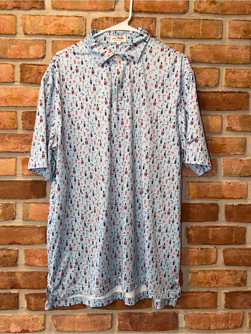 RARE Peter Millar Summer Comfort Golf Polo – Bloody Mary Cocktail Print 🍅🍹